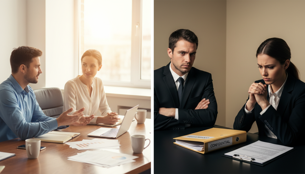 découvrez les différences clés entre un entretien de recadrage et un entretien disciplinaire, leurs objectifs, déroulement et implications dans le cadre professionnel.